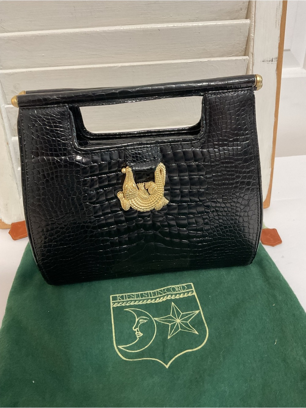 Barry Kieselstein Cord Alligator Top Handle Bag Vintage